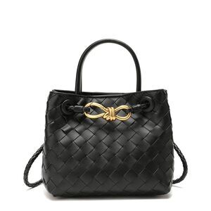 Elegant Black Crossbody Bag with Gold Accent